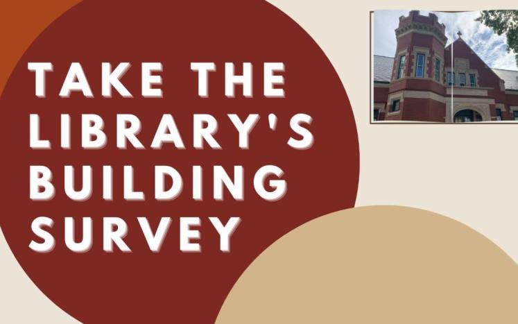 An image that states "Take the Library's Building Survey"